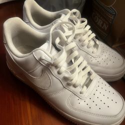 All White Nike Air Force 1 07 Size 10
