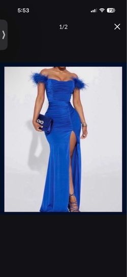Blue slit dress