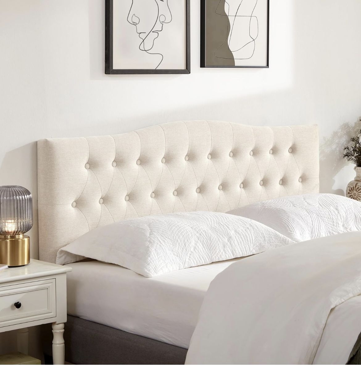 Upholstered Headboard Twin Size,Beige