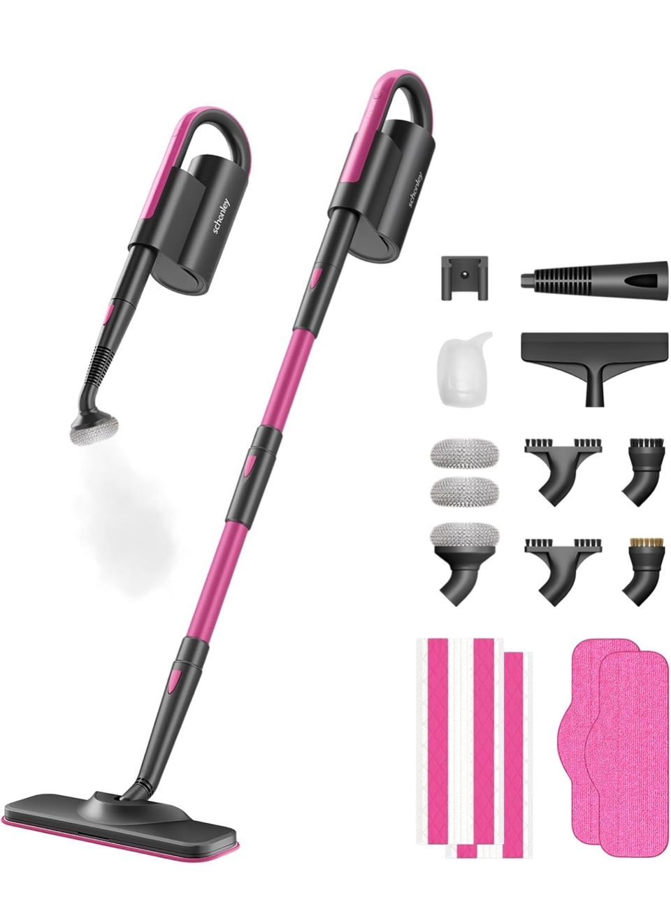 Schenley 19-in-1 Steam Mop Dual-Rod Design with Detachable Handheld Steamer for Walls, Grouts, Hard Floors, Tiles, includes Multi-purpose Accessories,