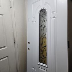 36" X 80" Fancy White Door Temper Glass $275