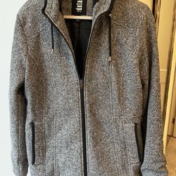 NEW zip up hooded  salt and pepper color jacket