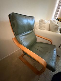 IKEA Poäng Chair Green Leather Cushion