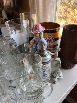 German stoneware, half and liter maas, beer glassware