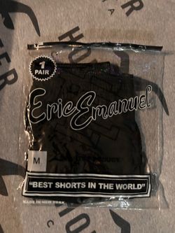 Black and white Ee shorts