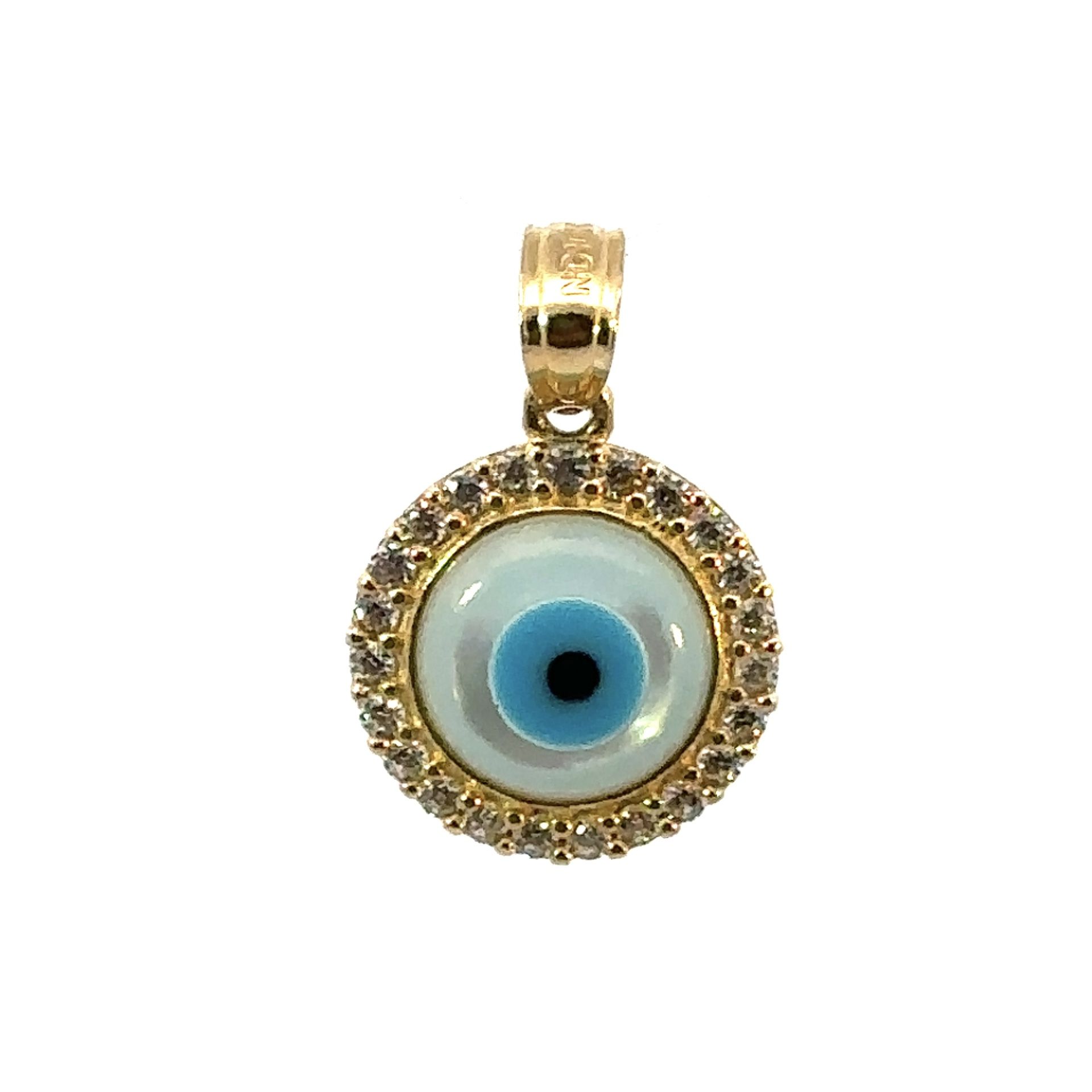 Woman’s Ladies 10k Yellow Gold CZ Evil Eye Charm Pendant For Necklace GP3105395