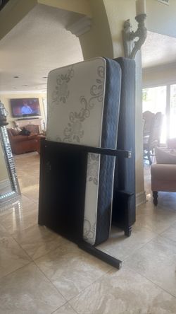 Used single bed frame mattress &box spring