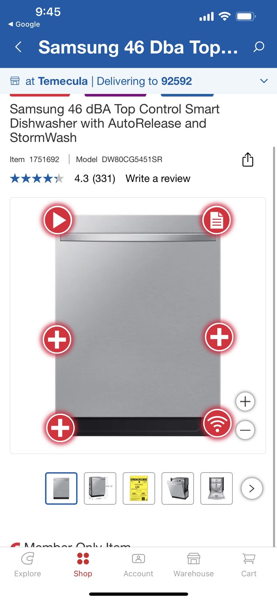 Samsung 46 dBA Top Control Smart Dishwasher with AutoRelease and StormWash