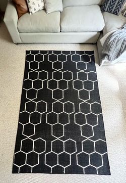 StyleWell Trellis Frieze Black/Ivory Rug 5x8