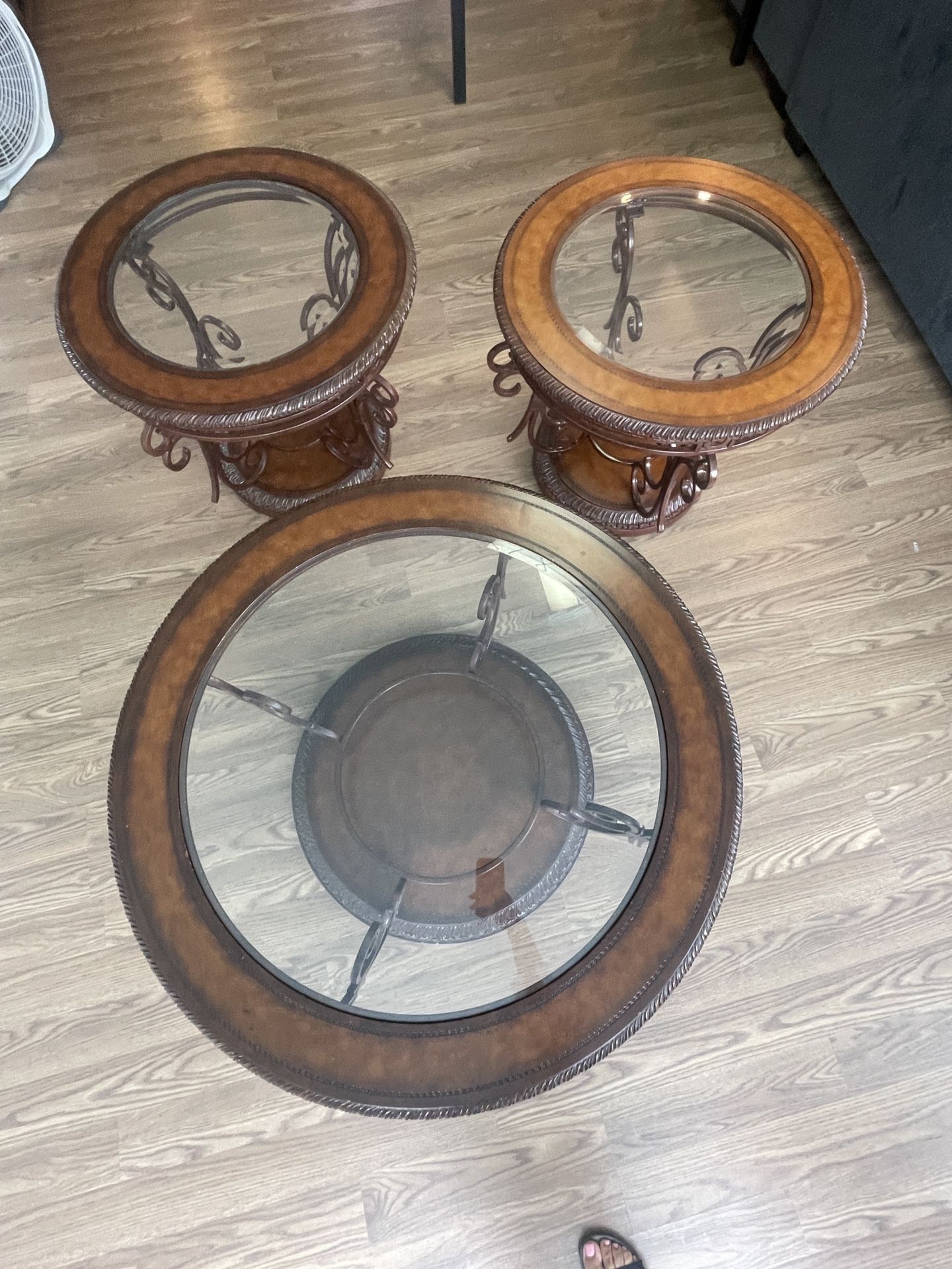 CENTER TABLE AND TWO COFFEE TABLES 