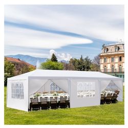 10'x30' Wedding Party Tent Outdoor Canopy Tent with 8 Side Walls White' I1 .