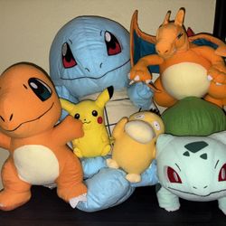Pokemon Charmander Squirtle Charizard Psyduck Pikachu Plush Lot 