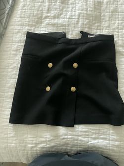 H&M Black Mini Skirt with Gold Buttons Size 8