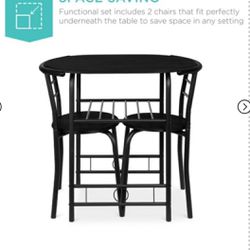 Dining Room Round Table & Chairs Set Wine Rack