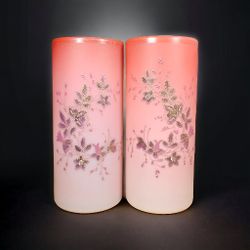 Vintage Pink Satin Glass Vases 