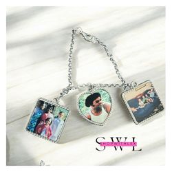 Custom 3-Photo Charm Bracelet: Personalized Memory Keepsake