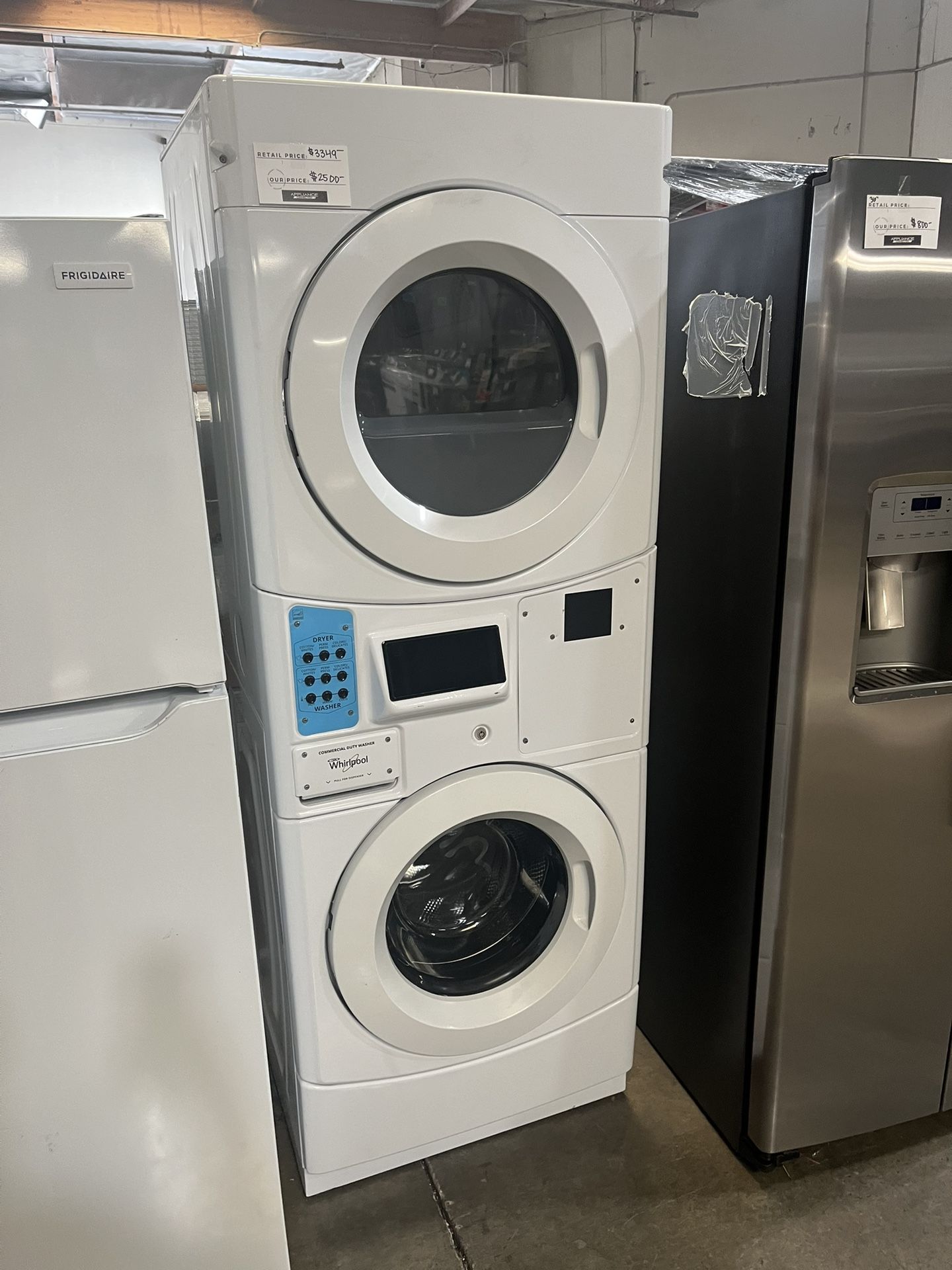 WHIRLPOOL COMMERCIAL STACKED WASHER SND ELECTRIC DRYER 
