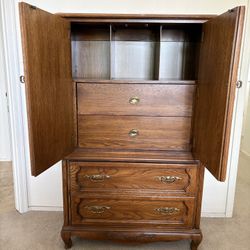 solid oak Country French-style armoire