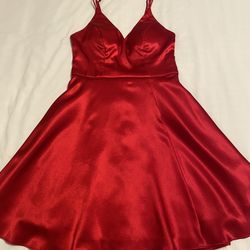 Sequin Hearts Red Satin Cocktail Dress, Flare, Size 3