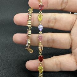 Pear Cut Multicolored CZ Bracelet 14k Goldfilled