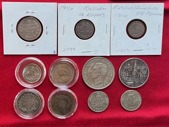 Eleven Vintage Silver World Coins Plus Two Free Bonus Coins
