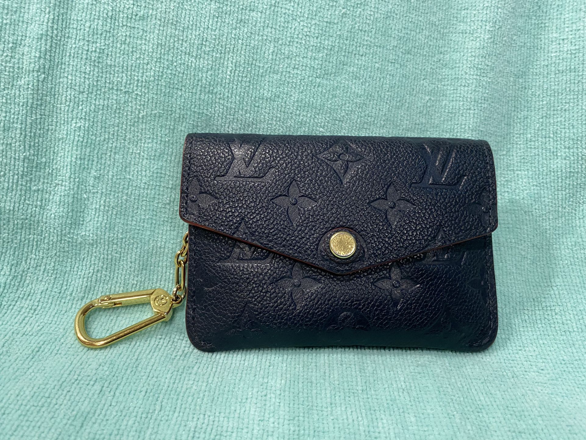 LOUIS VUITTON Key Pouch Coin Change Purse Attached Key Ring Chain