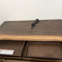 Wood office desk with built-in power outlet + USB ports