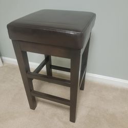 Wood and Leather Stool 