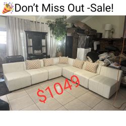 White Microfiber  Living Room Modular Sectional Sofa Set