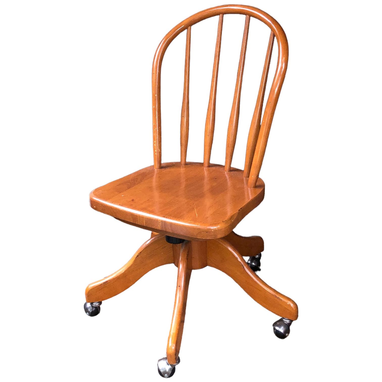 Pottery Barn Kids PBK Wood Rolling Adjustable Farmhouse Swivel Desk Chair
