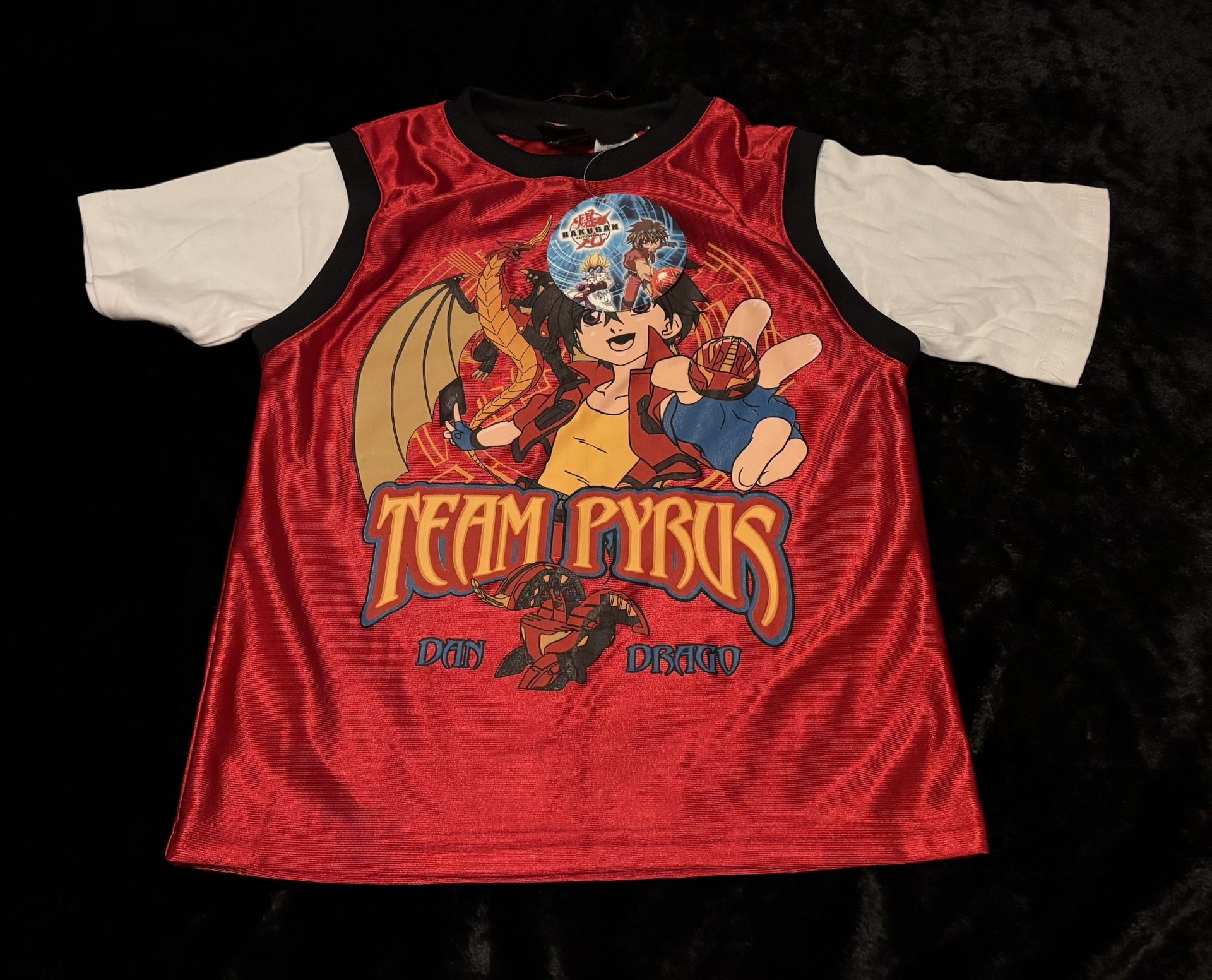 Boys Medium Y2K Bakugan Team Pyrus Dan Drago Anime Jersey Tshirt