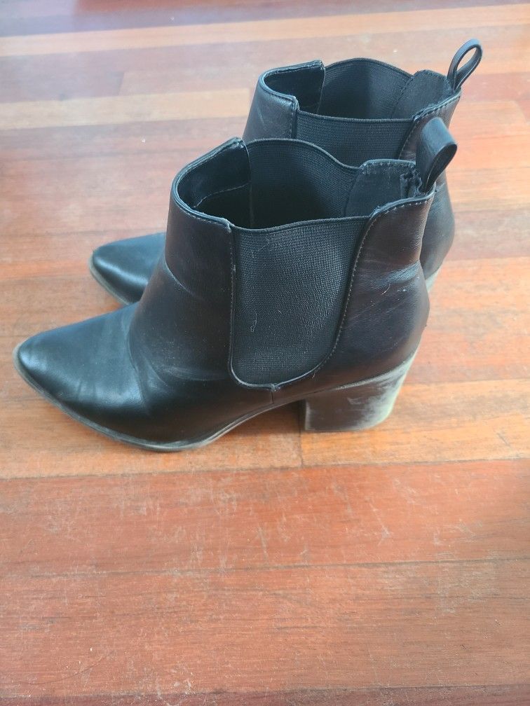 Black Leather Booties Size 8.5