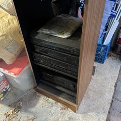 Kenwood Stereo cabinet with, turntable, amplifier, disc player, and stereo synthesizer