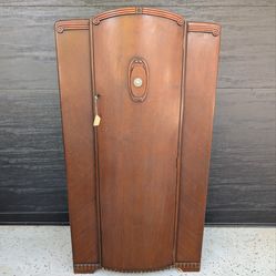 Vintage Art Deco Wood Wardrobe Armoire