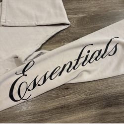 Fear of God ESSENTIALS Vintage Tan Script Logo Lounge Fleece Baggy Sweatpants XL