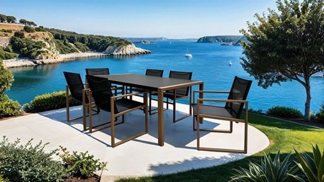 7 piece Patio Dining Table Chair Set Outdoor Pool-Side comedor