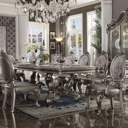 Great Value! 11 PCS Catalonia III Collection Dining table set-Antique Platinium Finish Now 5449.00 Free Delivery 🚚 
