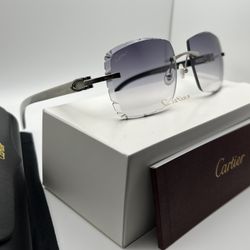 Cartier Big C Platinum/Gray White Buffalo Horn Buffs Wood Glasses