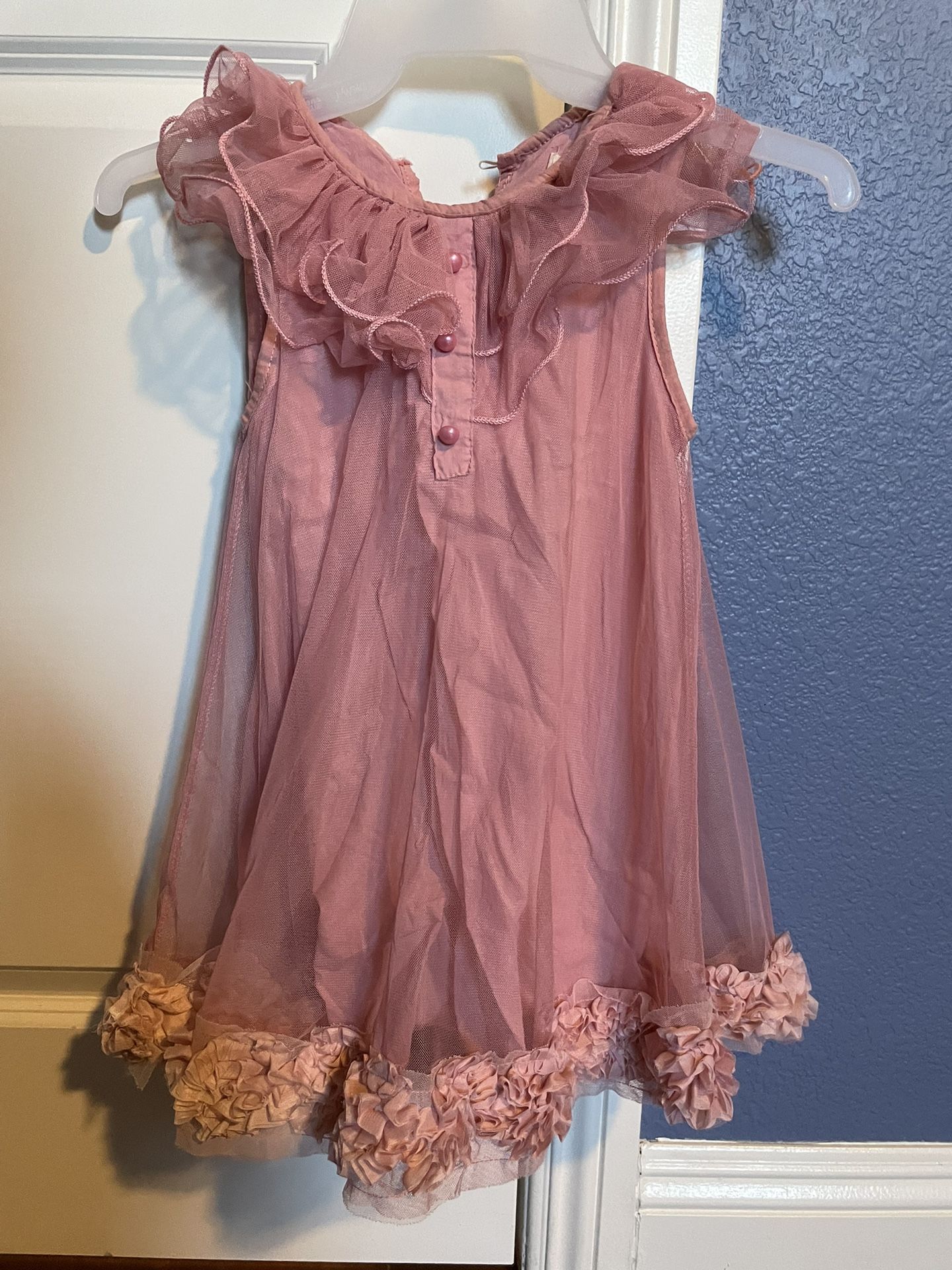 Peach Color Toddlers /girls Dress Wth Flowers