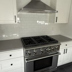36” American Range Performer Gas Range + Albert Lee 36” Stainless Steel Wall Hood – EXCELLENT CONDITION  