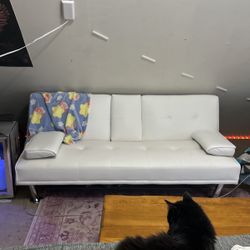 White Futon With Cup Holders