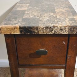 Marble Look Chair Side Table Or Night Stand