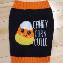 'Candy Corn Cutie' Halloween Dog Sweater (M)