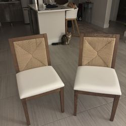 2 wood dining chairs