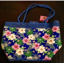 NEW! THE SCALA COLLECTION Woman's Tote REUSABLE Hand BEACH BAG Floral Flowers