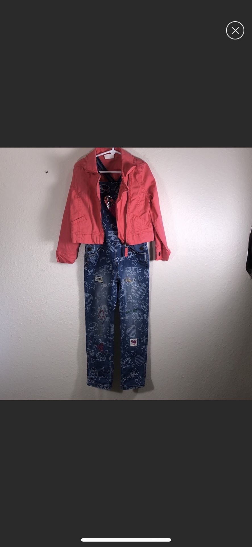 Girls 2pc Lot, Overalls and Jacket Size 5/6