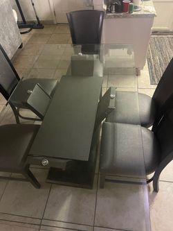 Glass Top Dining Table with 4 Chairs