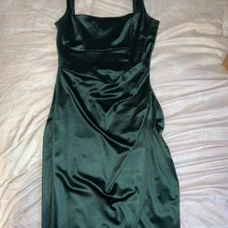 Satin Emerald Green Dress