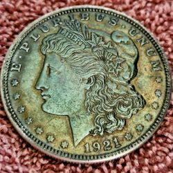 1921 MORGAN SILVER DOLLAR TONED