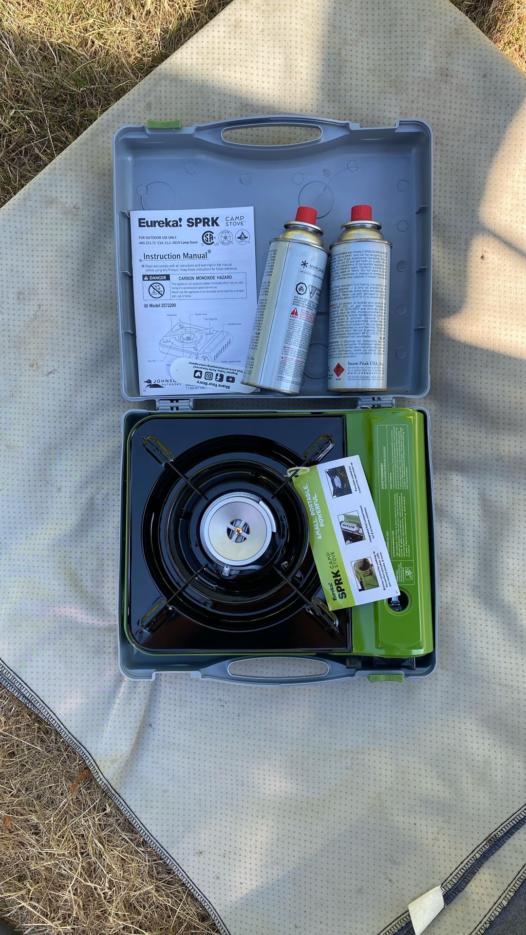 Eureka SPRK Camp Stove with two Butane Cans